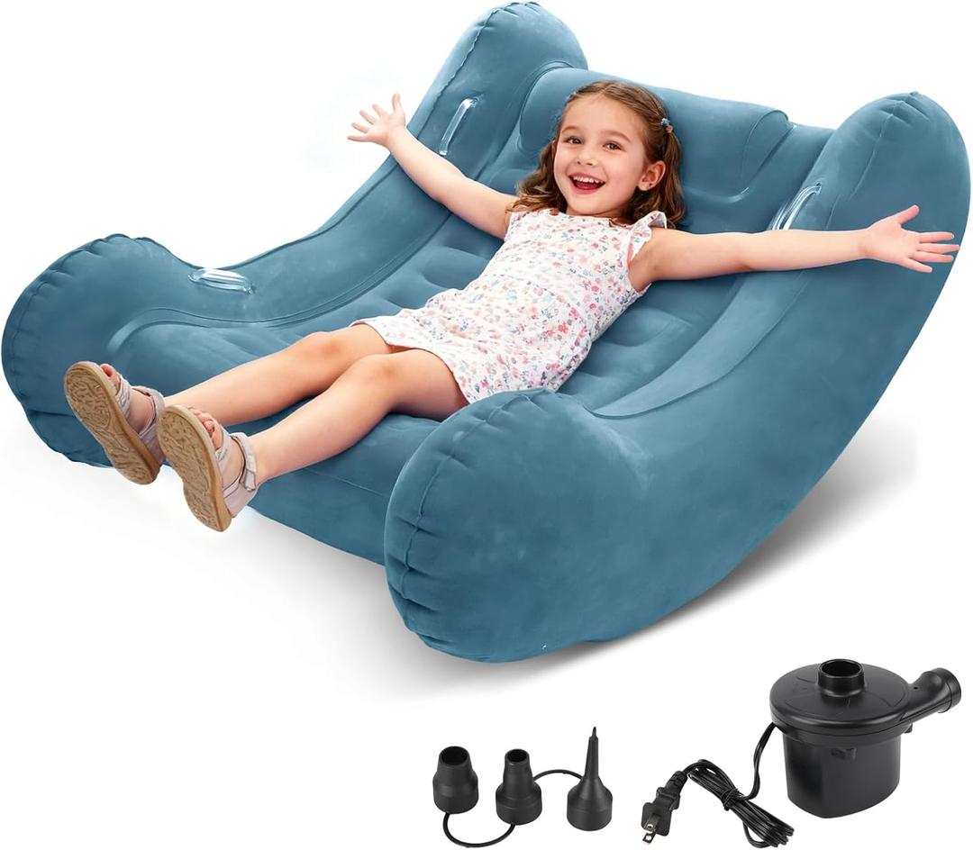 Sensory Rocker Chair for Kids, 55 x 55 x 46 Air Cloud Rocker, Inflatable Sensory Chair for Autistic ADHD Child, Indoor/Outdoor Toddler Rocking Chair-Includes Air Pump