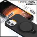 Soft Liquid Silicone Case for iPhone 12/12 Pro with Magnetic Invisible Stand, Military Grade Shockproof Protection, Anti-Scratch Microfiber Lining Covers for iPhone 12/12 Pro, Black
