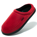 NewDenBer Men's Warm Memory Foam Suede Plush Fleece Lined Slip on Indoor Outdoor Clog House Slippers (11-12 D(M) US, Red/Black)