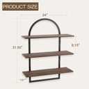 Floating Shelf for Wall - 3 Tier 24"x 31.5" Shelves for Room Wall for Bathroom, Bedroom, Toilet, Kitchen, Living Room, Office, Rustic Brown