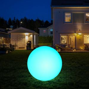 infray 12-Inch LED Ball Light, Solar Rechargeable Globe Light Color Changing Solar Globe Lamp IP67 Waterproof Outdoor Garden RGB Orb Light for Patio Pool Yard Bar Party Decorative Lighting (White)