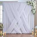 50x10FT White Backdrop Curtains for Party, 10 Panels 5x10FT Thick Polyester Backdrop Drapes, Wrinkle Resistant Photography Background Drapes for Wedding Birthday Home Decoration