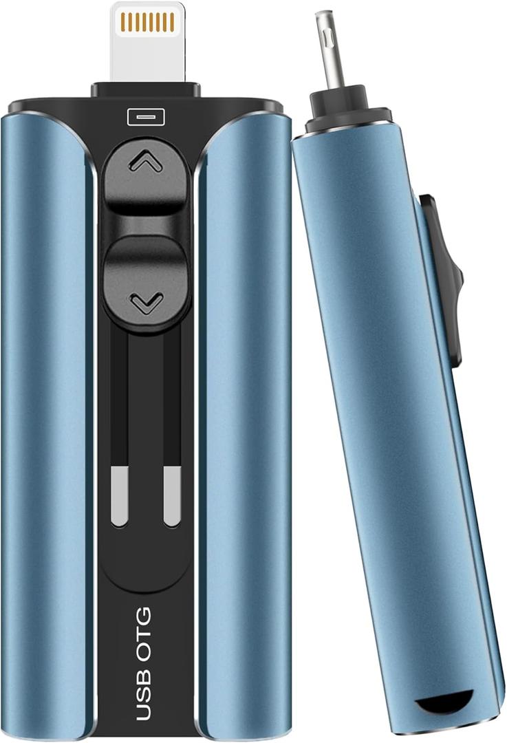 MFi Certified Flash Drive for iPhone 256GB, Photo Stick Memory Stick for iPad, USB Thumb Drive for Photos Videos Transfer & Backup, External Storage Compatible for iPhone/Android/PC/Mac (Light Blue)