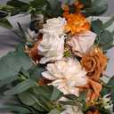 Burnt Orange Artificial Wedding Arch Flowers Kit (Pack of 3) with 26Ft Terracotta Shiny Arch Draping Fabric for DIY Wedding Party Ceremony Reception Backdrop Floral Decoration