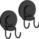 VIS'V Shower Suction Cup Hooks, Heavy Duty, Removable and Reusable, Double Hooks, Black, 2 Pcs