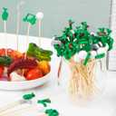 Aodaer 200 Pieces Golf Cocktail Picks for Appetizers 4.7 Inch Golf Themed Decorative End Fruit Toothpicks Skewers Bamboo Cocktail Picks for Sports Catered Events Buffet Party Supplies, Green