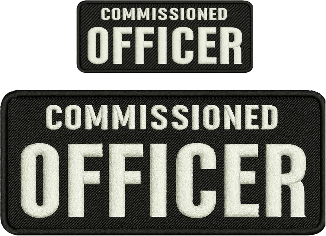 2 x Employee Commissioned Officer Embroidery Patch Set 4x10 inch and 2x5 inch Hook Backing for Uniforms, Tactical Gear, Jackets, Backpacks