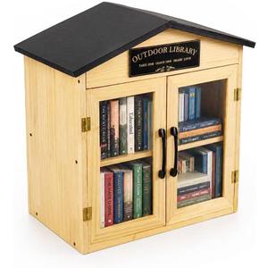 Sino Salected Outdoor Little Library, Outdoor Book Box Storage, Solid Pine Wood with Waterproof Coating & Rust-Proof Hardware for Community, Sharing Books, Flyers, Newspapers, Food and Art
