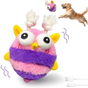 GUKCO Moving Dog Toys Rechargeable Interactive Dog Squeaky Toy with Motion-Activated Ball, Music, Recording & Silent Modes Self-Play Toy for Small, Medium & Large Breeds (Bee)