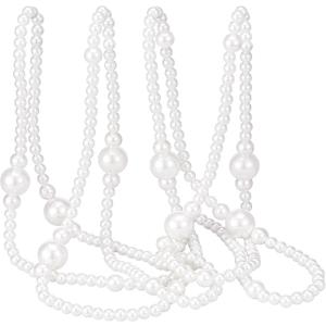 11.8 ft White Christmas Faux Pearl Garland for Christmas Tree Pearl Tree Garland Beads Strands Chain Decoration for Home Mantel Fireplace Windows Stairs(Artificial Pearls)
