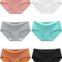 Adorel Teen Girls Seamless Underwear No Show Panties Tagless Pack of 6 (11-12 Years, Dark Multicolor)