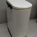 ELPHECO Bathroom Trash Can with Lid Soft Close, 3.5 Gallon / 13.5 Litre Stainless Steel Pedel Garbage Can with Removable Inner Bucket, Wastebasket for Bathroom, Office, Bedroom, Matte White