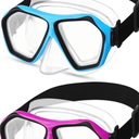 Fabbay 2 Pcs Adult Youth Swim Goggles with Nose Cover Elastic Strap Anti Fog Waterproof Snorkel Wide View Diving Swim Mask