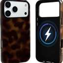 NITITOP Compatible with iPhone 17 Pro Case Magnetic Compatible with MagSafe Cute Leopard Amber Aesthetic Tortoise Design for Women Men Girls Soft TPU Shockproof Protective Cover - Brown