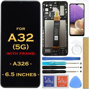 Screen Replacement LCD Display Touch Digitizer Assembly with Frame for Samsung Galaxy A32 5G 2021 A326 SM-A326 A326U A326U1 A326T A326W 6.5" (Not for A32 4G)