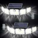 6000LM Solar Lights Outdoor, Solar Flood Lights Outdoor, 230 LED 5 Heads Motion Sensor Lights Waterproof with Remote Control for Outside Yard House Patio 2 Pack