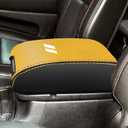 YOSRTER for Dodge Durango Accessories 2011-2018 2019 2020 Center Console Armrest Cover Interior Box Anti-Scratch Leather Central Armrest Decoration (Yellow Trim