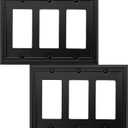 OKAWYC Triple Decorator Light Switch Cover Belaire Beaded Metal Wall Plate, 2-Pack Black 3 Gang Triple Rocker, for Receptacle Dimmer Switch GFCI Outlet Decorative Wallplate, Durable