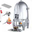 Coffee Urn With Fuel Holder, 3.2 Gallon/12L Stainless Steel Beverage Dispensers for Coffee Tea Hot Water, Hot Drink Dispenser with Stand, Chafer Urn with Spigot for Parties Catering (Polised Silver) (Polised Silver)
