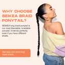SEIKEA Upgraded Long Braid Ponytail Extension with Elastic Tie Straight Sleek Wrap Around Braid Hair Extensions Ponytail Dark Brown with Copper Highlights 34 Inch (After Braided 30 Inch)