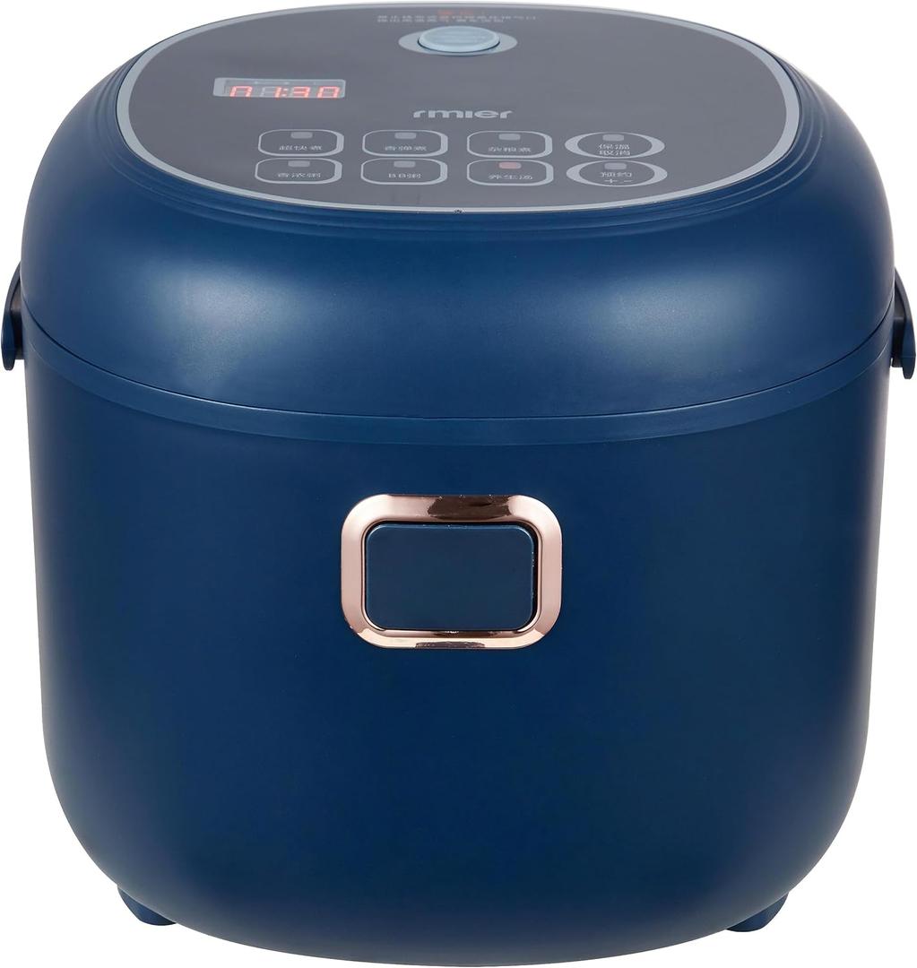 Mini Rice Cooker, 2L Portable Travel For Car/Truck/Home, 12V/24V/110V Small with Steam Tray(Blue)