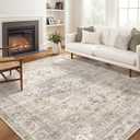 Area Rug for Living Room - 10X12 Soft Washable Vintage Floral Distressed Large Carpet - Fade Stain Resistant Non Slip Rugs for Bedroom Dining Room Nursery Dorm Office Home Decor - Camel