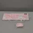 Wireless Keyboard and Mouse Combo, Reccazr 2.4G Full-Sized Keyboard and Mouse Cordless, 3 DPI Adjustable Mouse, Dual-System Keyboard for Computer/Laptop/Windows/Mac (Pink & White)