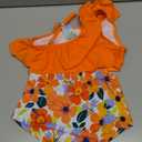 Girls One Piece Swimsuits Cutout Ruffle Bathing Suit Quick Dry Beach Swimwear with Adjustable Strap  (6-7 Years, Orange Floral)
