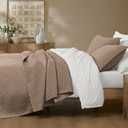 Wonderful 100% Cotton Jersey Queen Quilt - Stitch Heather Mocha Coffee Quilt with 2 Pillow Shams - Soft & Breathable, All-Season Use, Hypoallergenic, Prewashed, Bedspread & Coverlet, 94"x94"