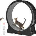 VEVOR Cat Exercise Wheel, 43.3" Large Cat Treadmill for Indoor Pets, Running Wheel with Detachable Carpet & Cats Teaser Toy for Running/Walking/Training, Suitable for Most Cats Black