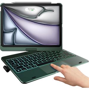 typecase Touch Keyboard Case for iPad Air 11-inch(M4/M3/M2,2026/2025/2024)& iPad Pro 11(4th/3rd/2nd/1st Gen),Multi-Touch Trackpad,11-Color Backlight,360Rotatable for iPad Air 5/4th Gen,Midnight Green