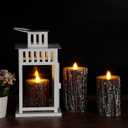 Vinkor Flameless Candles Battery Operated Candles Real Wax Pillar LED Candles with 10-Key Remote and Cycling 24 Hours Timer (Birch Effect 4" 5" 6")