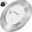 15 Inch Extra Large Universal Lid for Pots, Pans and Skillets, Pan Lid Fits 9.5/10/11/12/13/14/15 Inch Cookware, Stainless Steel & Tempered Glass Replacement Frying Pan Lid, Dishwasher Safe