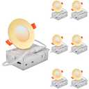 DLLT LED Recessed Ceiling Light: 6 Pack 3 Inch Gold Slim Recessed Lighting for Kitchen - 5CCT Dimmable Canless Wafer Downlight for Living Room - 600LM Brightness 6W LED Can Lights for Bedroom ETL FCC