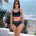 Teen Black Swimsuits Size 14-16 Bikini for Teens Two Piece Bathing Suits Trajes De Baño para Niñas Black Swim Color Block Sport Bikini Sets Adjustable Double Straps Top Bottoms Padded Modest Swimwear
