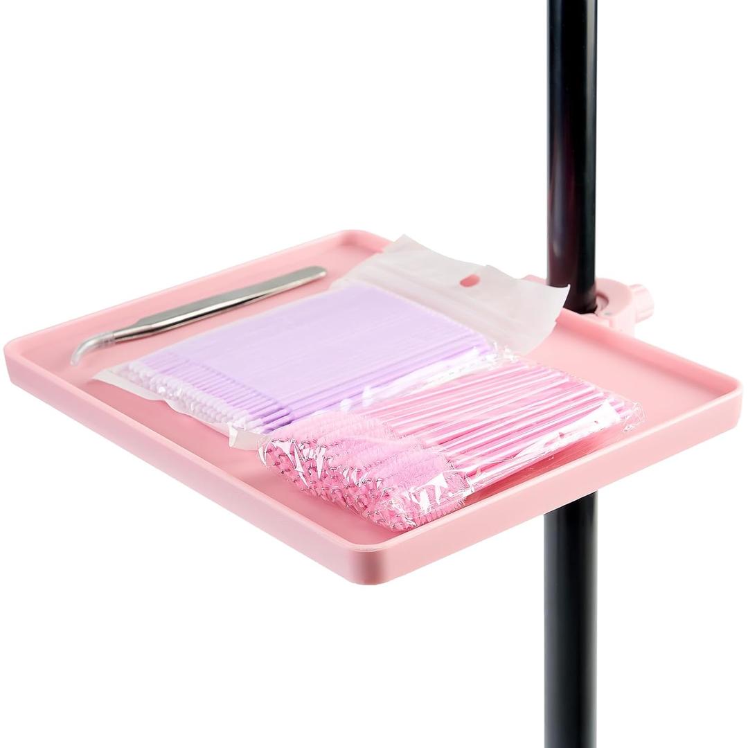 Lash Tray Holder (9 inch6.7 inch), Adjustable Plastic Essential Organizer Stand for Lash Techs, Eyelash Extension Supplies Perfect for Salon or Homes Use by KONOVOLY(Pink)