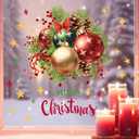 1 Sheet Christmas Window Clings for Glass Windows Double Sided Window Stickers Red Green Gold Balloon Window Decals Christmas Stickers for School Home Office Decoration Party Supplies