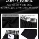 Wide Leg Slacks Pants for Women Pull on High Waisted Business Trousers with 3 Pockets for Casual Office Wear (Black, S)