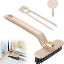 Rotating Crevice Cleaning Brush, Multi Function Crevice Brush Built-in Clamp Shovel 3 in 1 Hard Bristle Gap Cleaning Brush Cleaning Tool for Corners Bathroom Tile, 1 Hook (Light Brown)