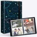 Small Photo Album 3.5x5 Photos with Strong Elastic Band, PU Leather Cover Mini 20-Page Album Holds 80 Photos Art Presentation Folder Postcards Pictures Book Storage Album, Space Dinosaur