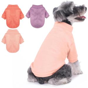 GYALAPERI Dog Sweater, 3 Pack Dog Sweaters for Small Dogs Girl Boy, Ultra Soft Warm Puppy Clothes Dog Coat for Winter (Rose+Lt Pink+Lt Purple, Medium)