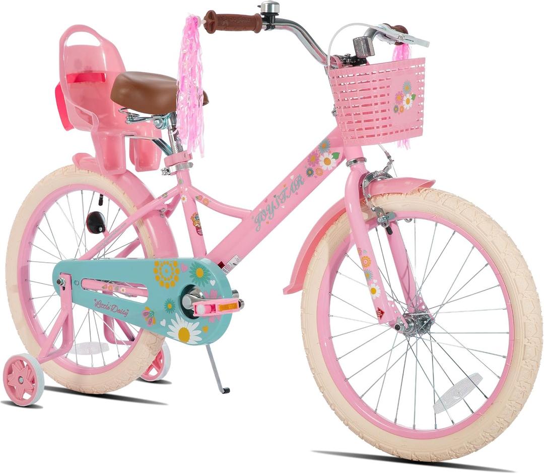 JOYSTAR Little Daisy Kids Bike for Girls Boys Ages 2-10 Years, 12 14 16 20 Inch Girls Bikes with Doll Bike Seat & Streamers, Boys Bike with Flag & Number Plate, Multiple Colors