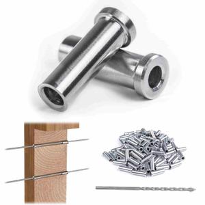 Muzata 50PCS Stainless Steel T316 Protective Sleeves Cable Railing Kit Hardware Cable Railing Protector Sleeve for 1/8" Wire Rope Wood Posts CR13