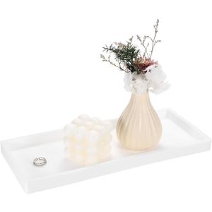 uxcell Silicone Bathroom Tray, 11.8" x 4.9" Rectangular Vanity Tray for Dresser Top, Toilet, Small Tray for Soap Dispenser Lotion Bottles Perfume Jewelry Candle, White