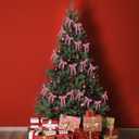 Christmas Velvet Bows Garland, 10ft Pre-Strung Christmas Garland Banner with 15 Bows, Indoor Vintage Elegant Velvet Ornaments Home Decorations Decor for Tree Mantle Stair Party Wall Office, Pink