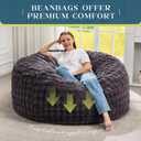 Hobestluk Bean Bag Chairs Beanbag Chair with Filler Adult Bean Bags with Fluffy & Machine Washable Cover, Giant Bean Bag Chairs for Aduts (Dark Grey, 4FT-44" x 44" x 24")