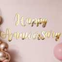 Frienda Happy Anniversary Sign Gold Mirror Acrylic Backdrop Decal Sign for Wedding Anniversary Birthday Party Decoration, Peel off The Acrylic Film
