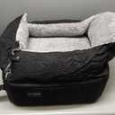 EASTBLUE Dog Booster Car Seat: Elevated Car Seat for Small Medium Dogs 0-35 lbs Washable & Safety Dog Travel Bed with Memory Foam Cushions for Pet Puppy Cat (Black/Grey-Fleece)