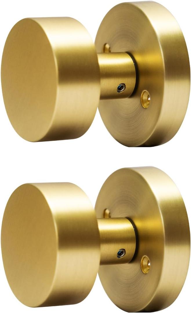 Gold Dummy Door Knobs Interior -for Satin Brass Door Knobs Suitable for Hallway, Wardrobe, Bathroom etc.for All Standard Size Doors, 2 Pack