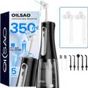 Cordless Water Flosser for Teeth Cleaning Pick, U-Shaped Flossing Head for 360 Deep Clean, 5 Modes & 9 Jet Tips, IPX7 Waterproof, Rechargeable & Portable Oral Irrigator for Travel, 350ML Large Tank (Black)